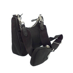 Prada Leather 2005 Saffiano Bag Black ReEdition Chain Shoulder
